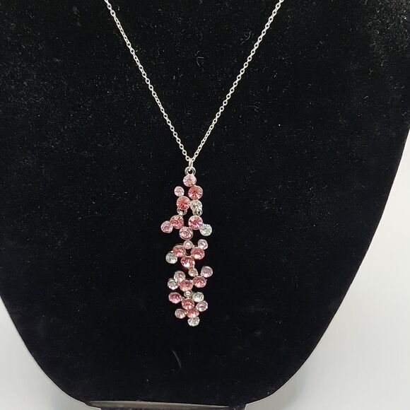 Rose Radiance Rhinestones cluster 925 silver necklace - Picture 5 of 6